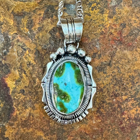 Sonoran Gold Turquoise Sterling Silver Pendant by Wil Denetdale