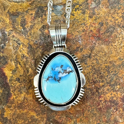 Golden Hill Turquoise Sterling Silver Pendant by Wil Denetdale