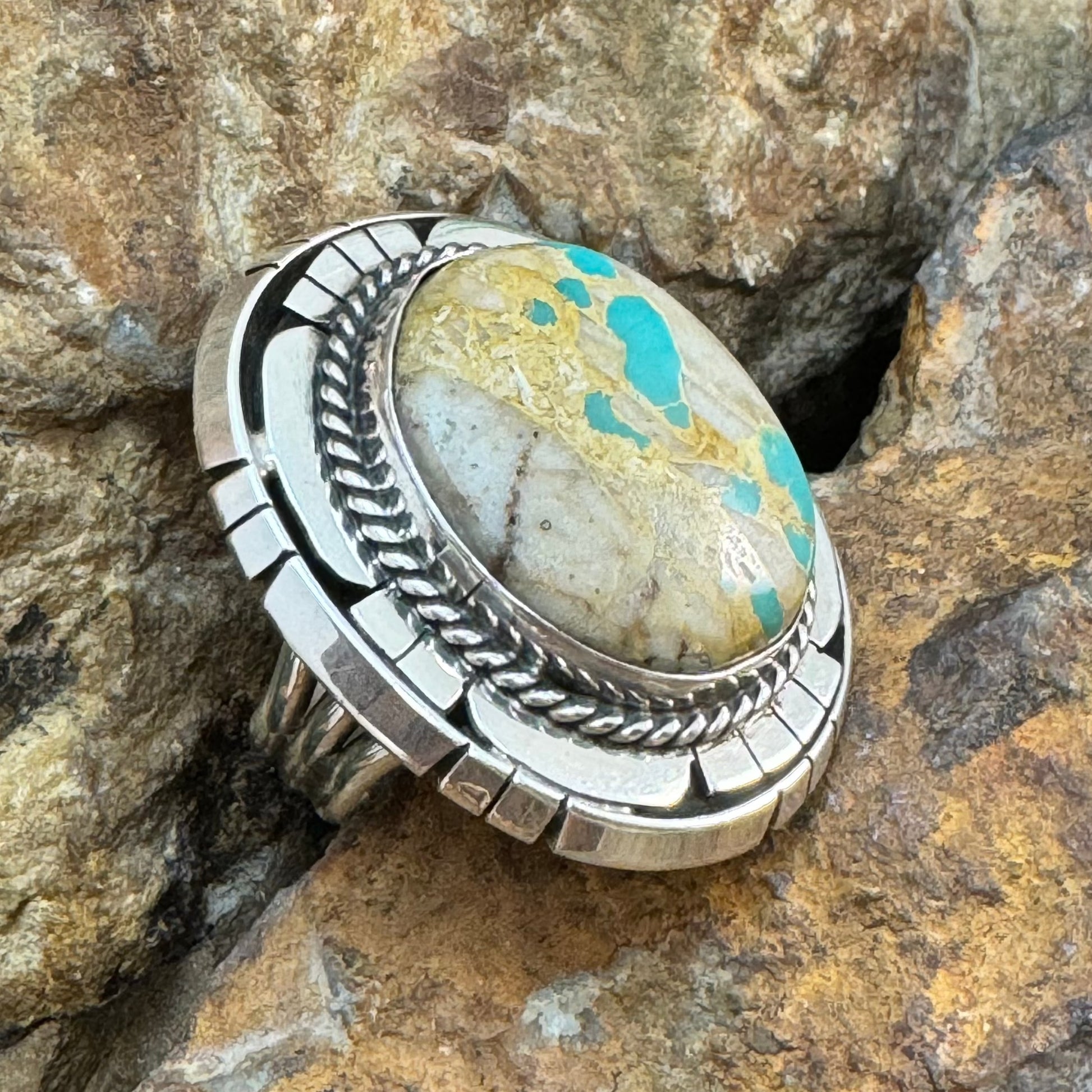 Boulder Turquoise Sterling Silver Ring by B. Lee SIZE 9