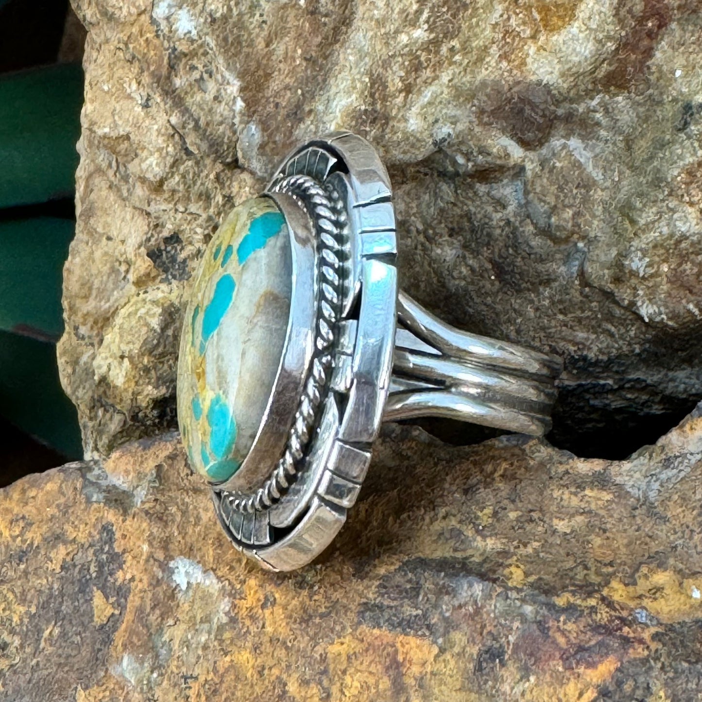 Boulder Turquoise Sterling Silver Ring by B. Lee SIZE 9