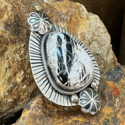 White Buffalo Sterling Silver Ring  Size 10