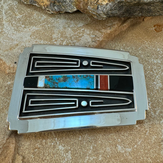 Inlaid Sterling Silver Buckle by Albert Nells