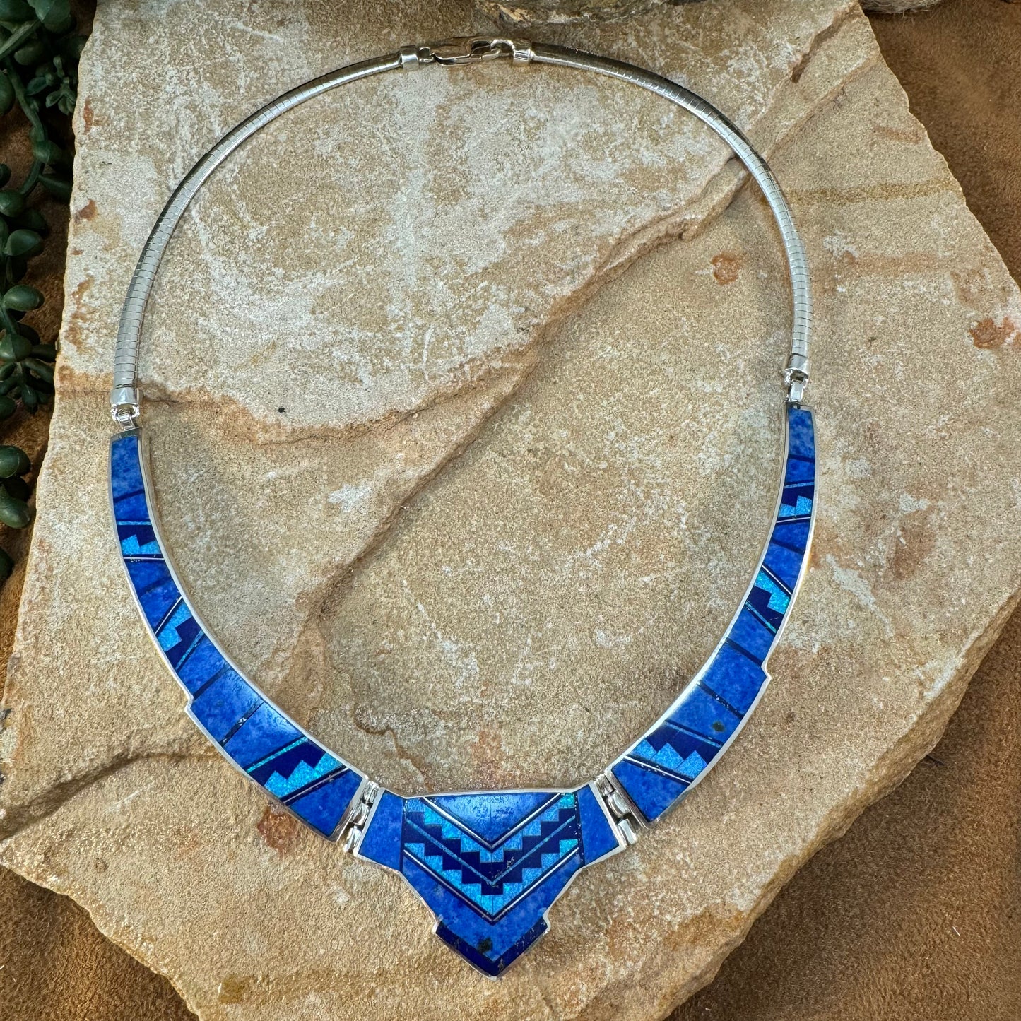 David Rosales Blue Sky Inlay Sterling Silver Necklace