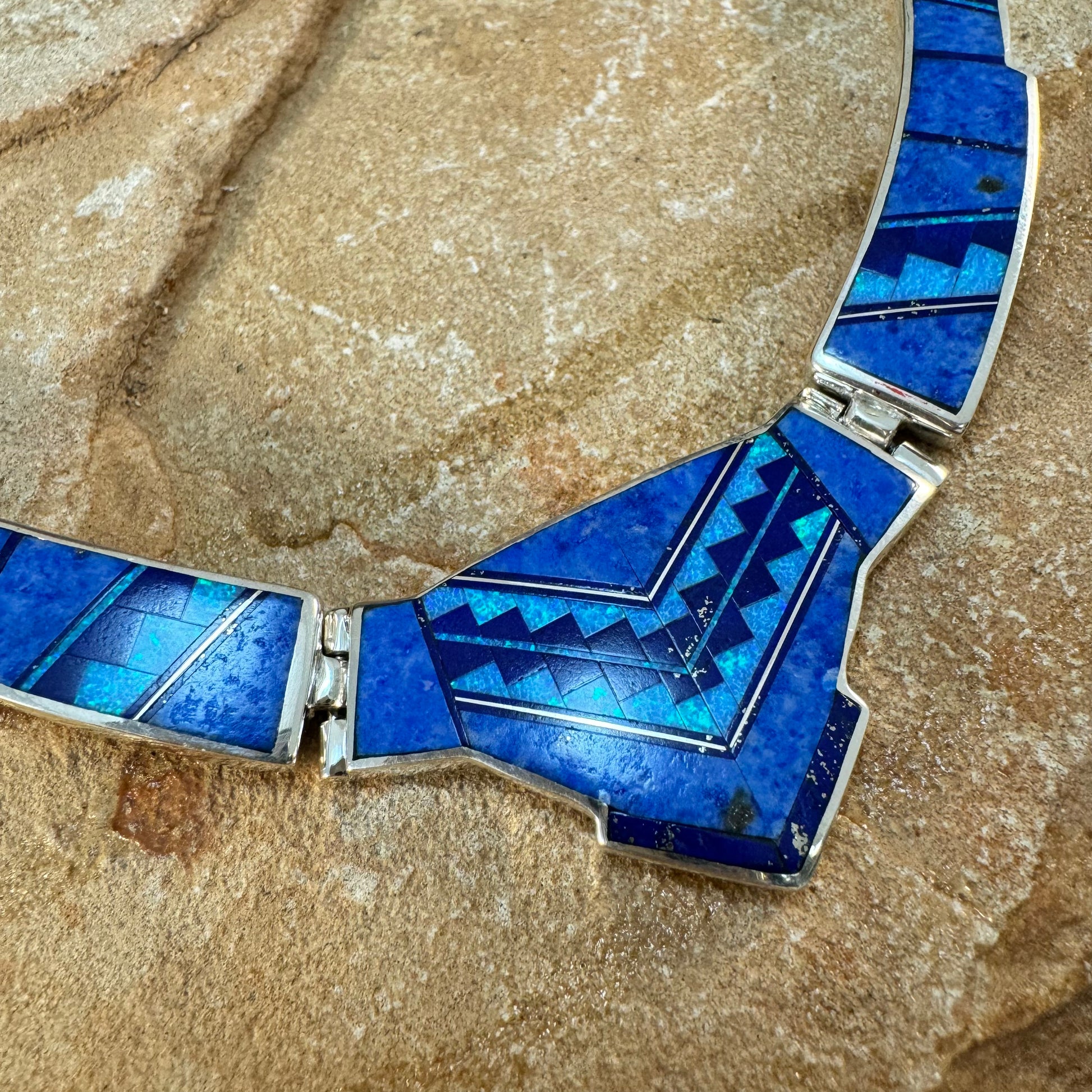 David Rosales Blue Sky Inlay Sterling Silver Necklace