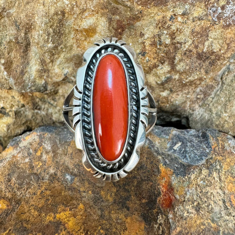 Red Coral & Sterling Silver Ring by Kevin Ramone 