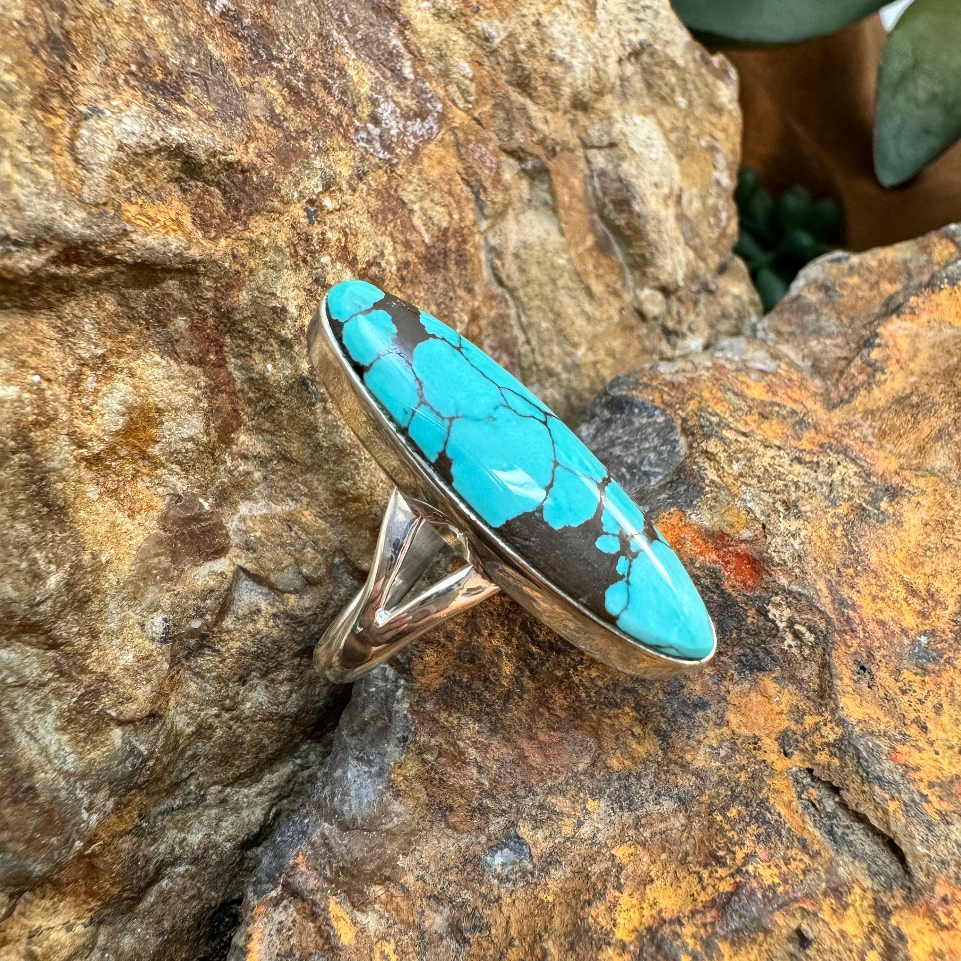 Kingman Turquoise Sterling Silver Ring by Kevin Ramone - Size 9