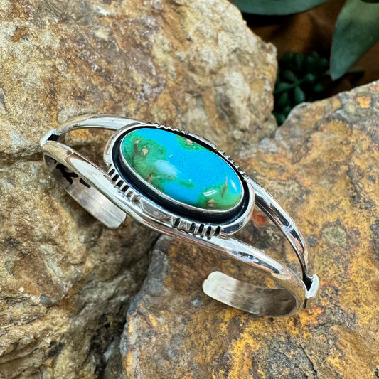 Sonoran Gold Turquoise Sterling Silver Bracelet by Wil Denetdale