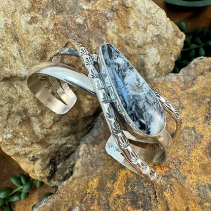 White Buffalo Sterling Silver Cuff Bracelet by Wil Denetdale