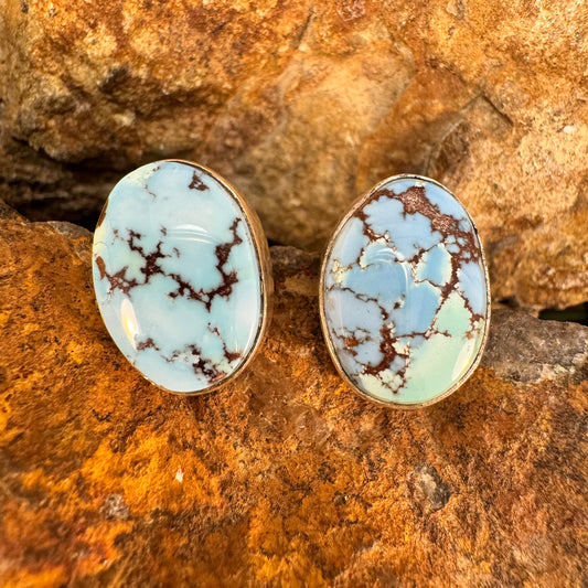 Golden Hill Turquoise Sterling Silver Earrings by Jacob Olascoaga