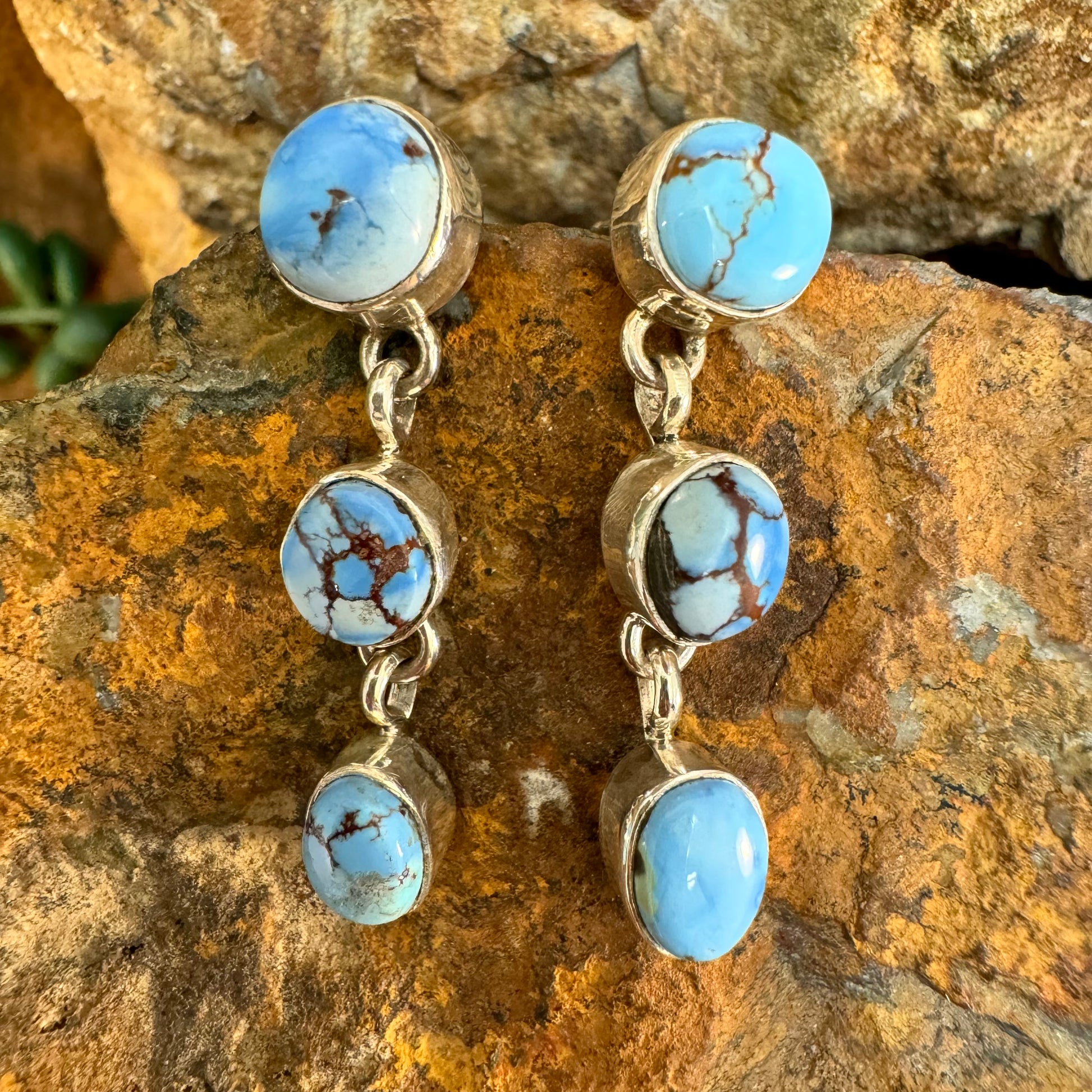 Golden Hill Turquoise Multi Stone Sterling Silver Earrings by Jacob Olascoaga