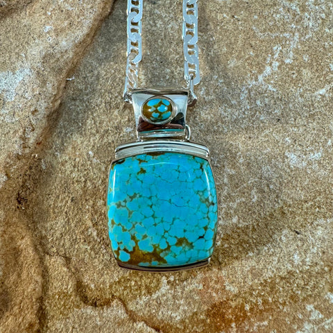 Number 8 Turquoise Sterling Silver Pendant by Sheryl Martinez