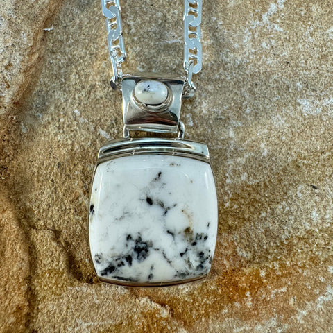 White Buffalo Sterling Silver Pendant by Wil Denetdale