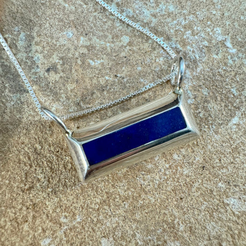 Blue Lapis Sterling Silver Pendant by Troy Natachu