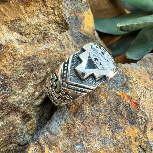 David Rosales White Buffalo Inlaid Sterling Silver Ring