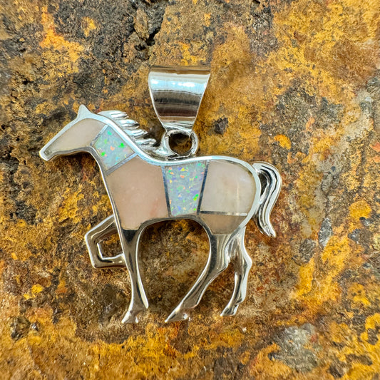 David Rosales Make Me Blush Inlaid Sterling Silver Pendant Horse