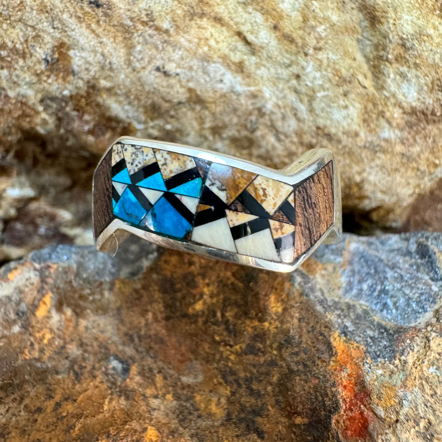 David Rosales Ironwood Inlaid Sterling Silver Ring