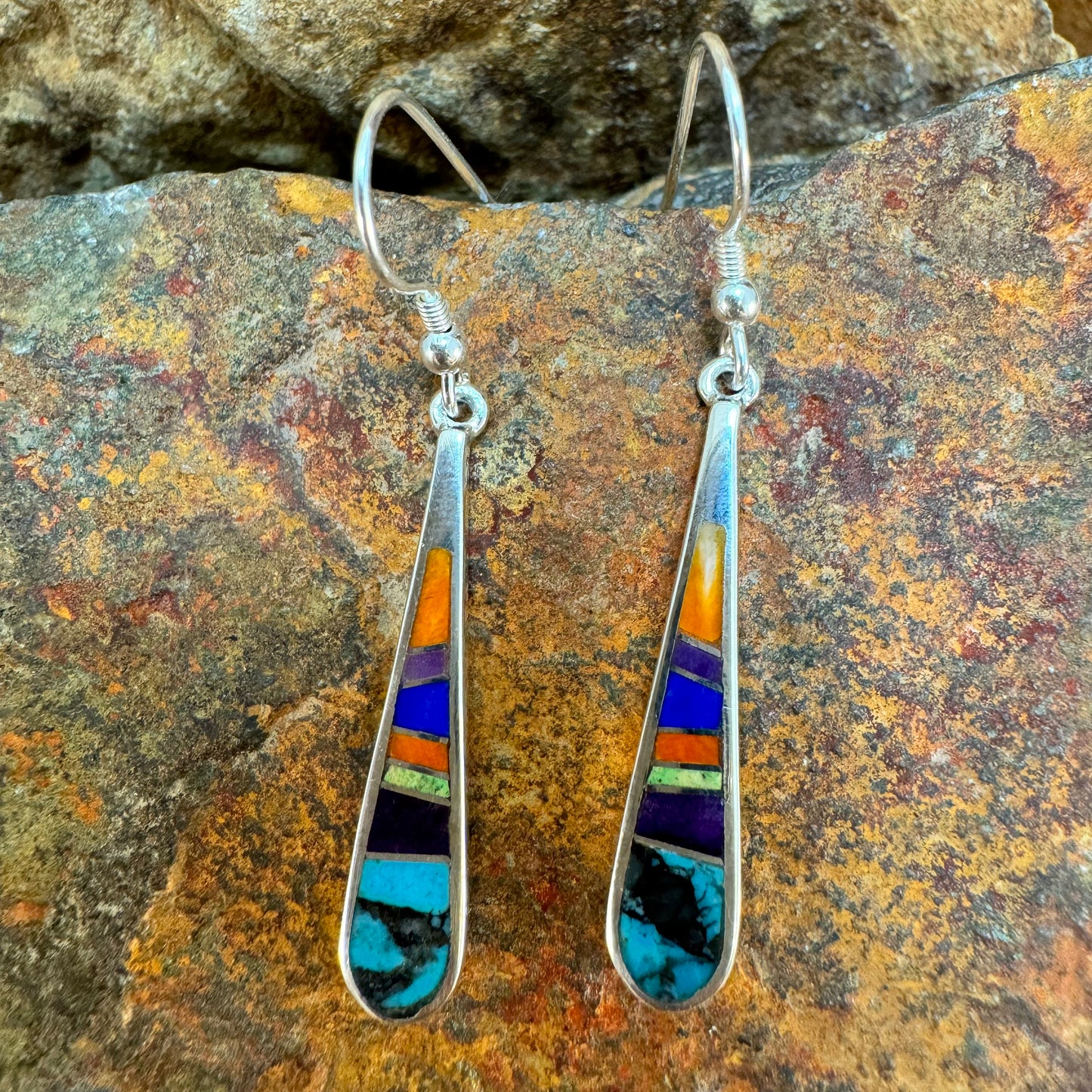 David Rosales Indian Summer Inlaid Sterling Silver Earrings