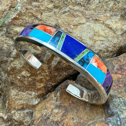 David Rosales Indian Summer Fancy Inlaid Sterling Silver Bracelet