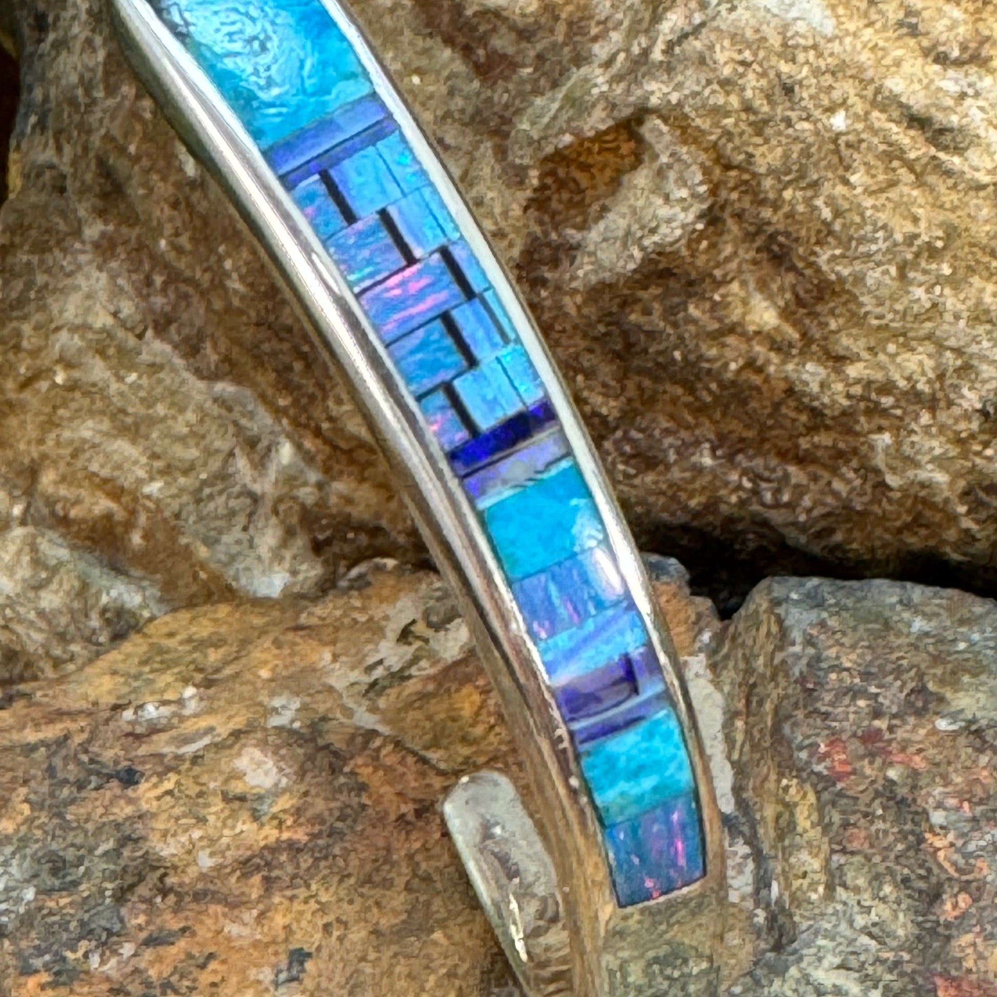 David Rosales Stardust Inlaid Sterling Silver Bracelet