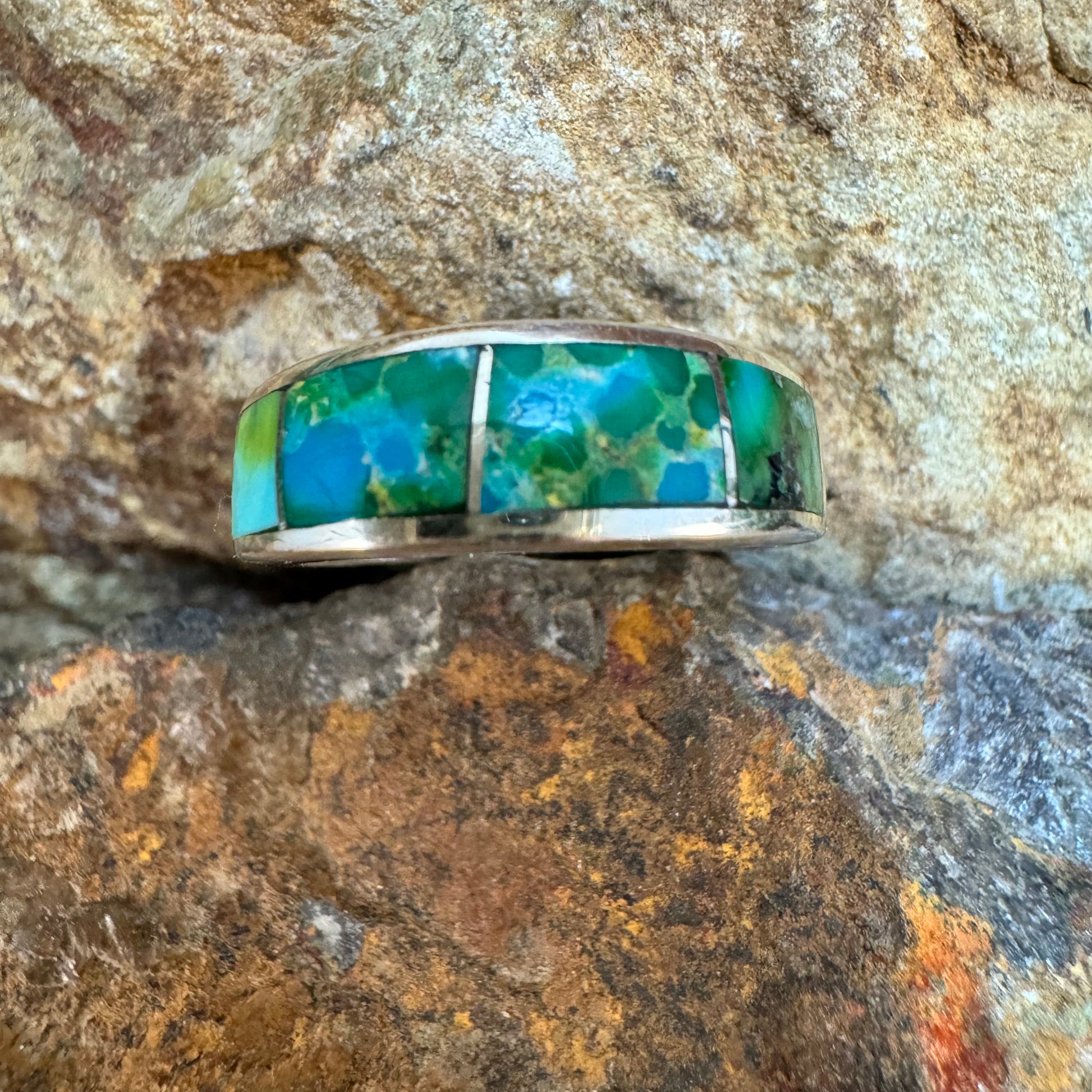 David Rosales Sonoran Gold Inlaid Sterling Silver Ring