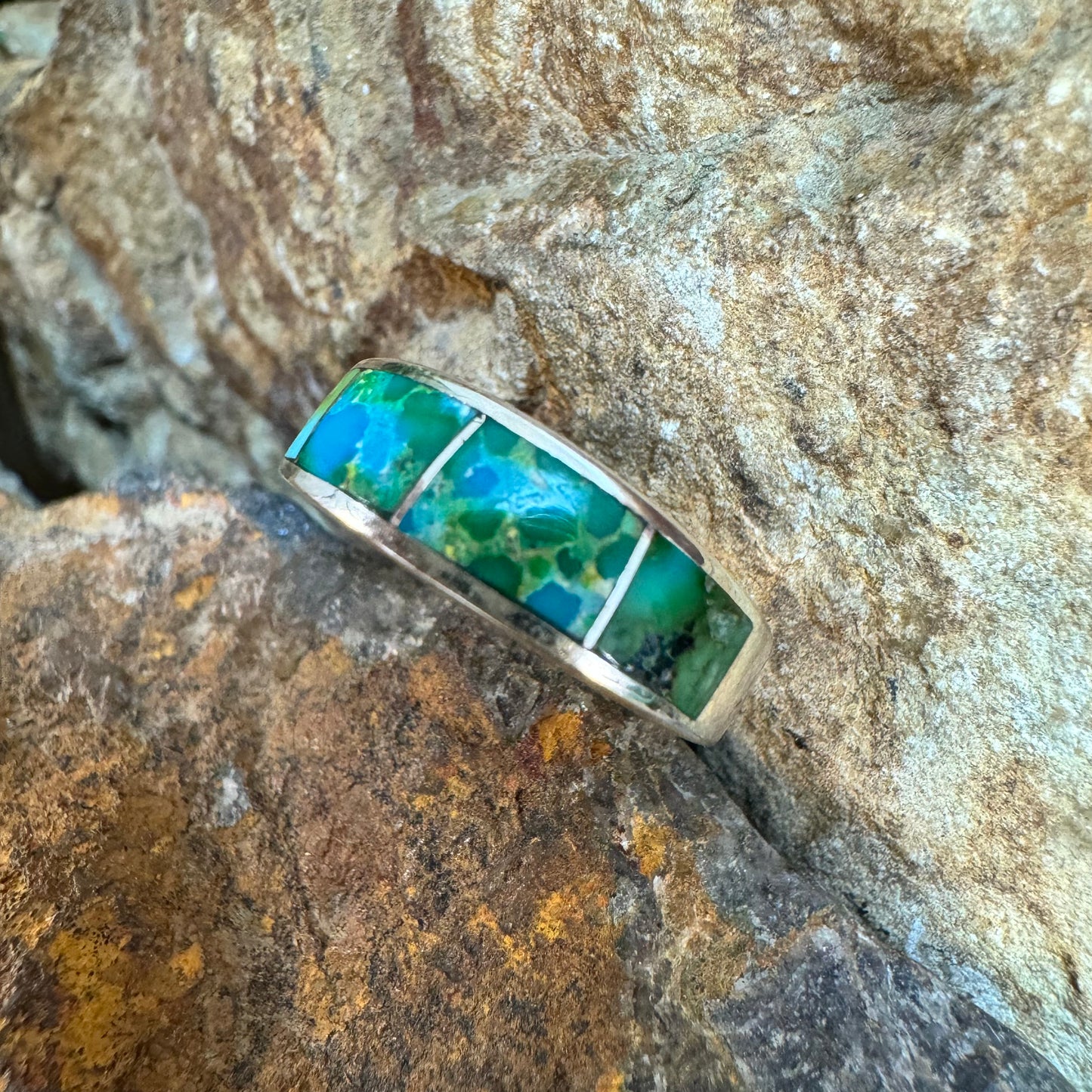 David Rosales Sonoran Gold Inlaid Sterling Silver Ring