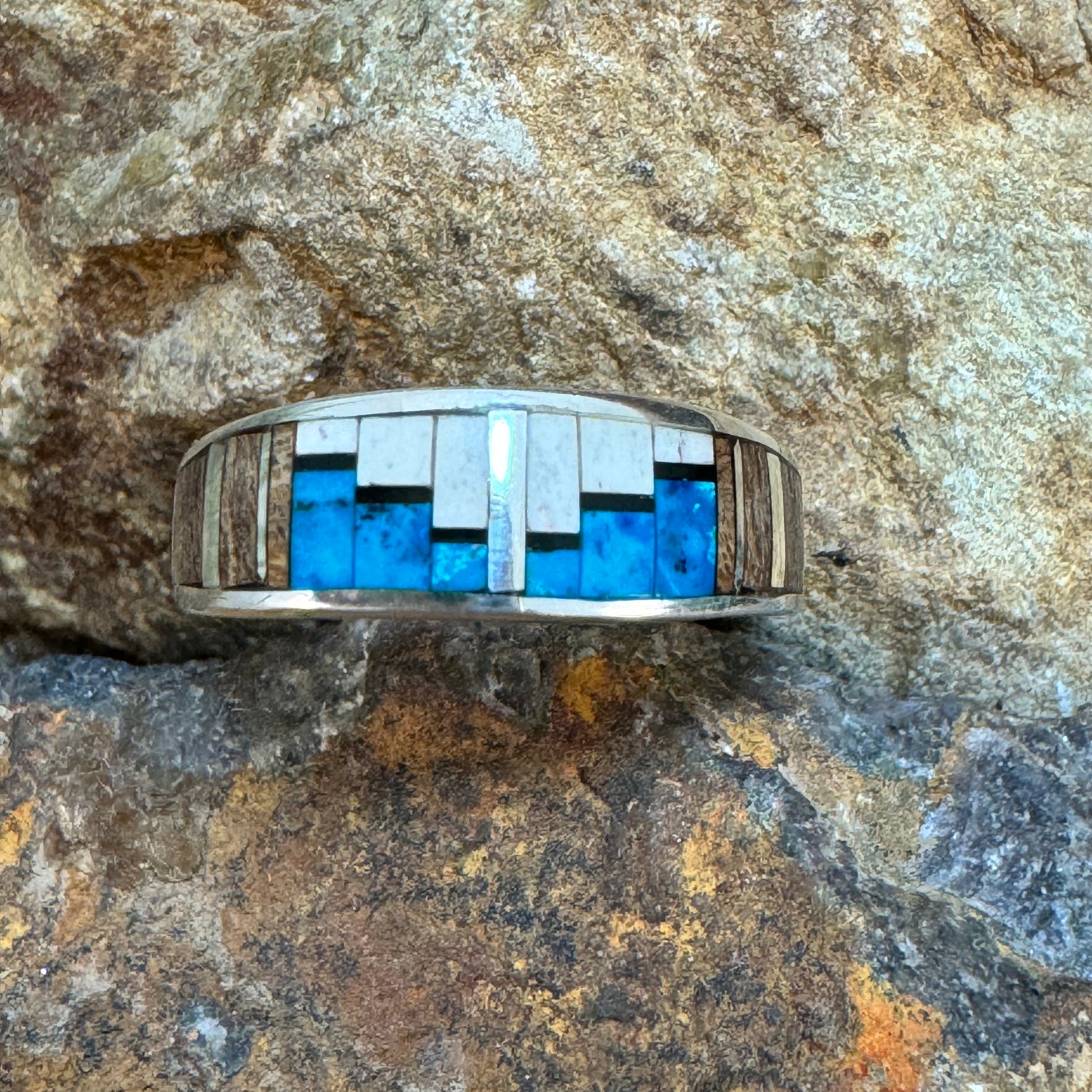 David Rosales Ironwood Inlaid Sterling Silver Ring