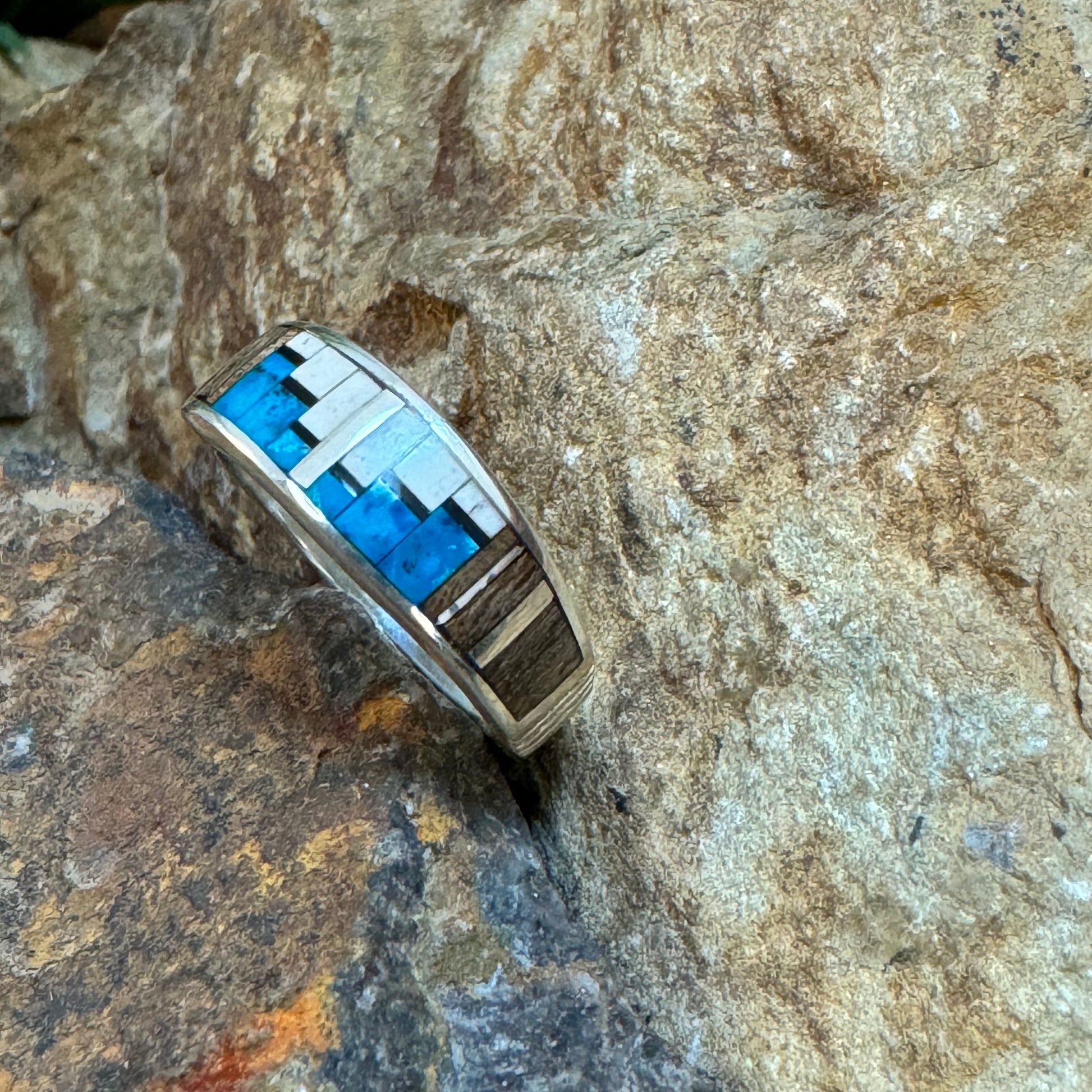 David Rosales Ironwood Inlaid Sterling Silver Ring