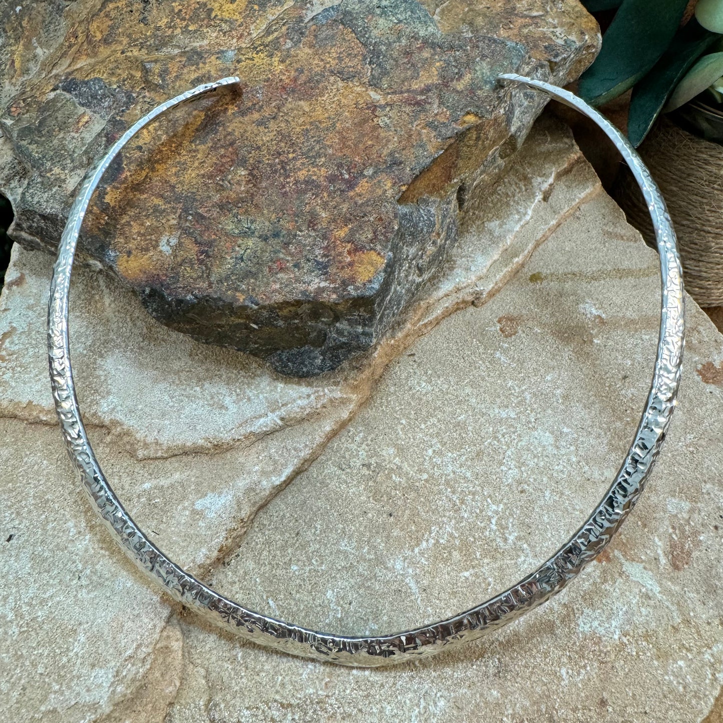 Sterling Silver Collar Hammered Necklace by Artie Yellowhorse