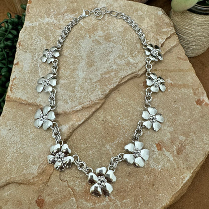 Sterling Silver Flower Necklace by Artie Yellowhorse