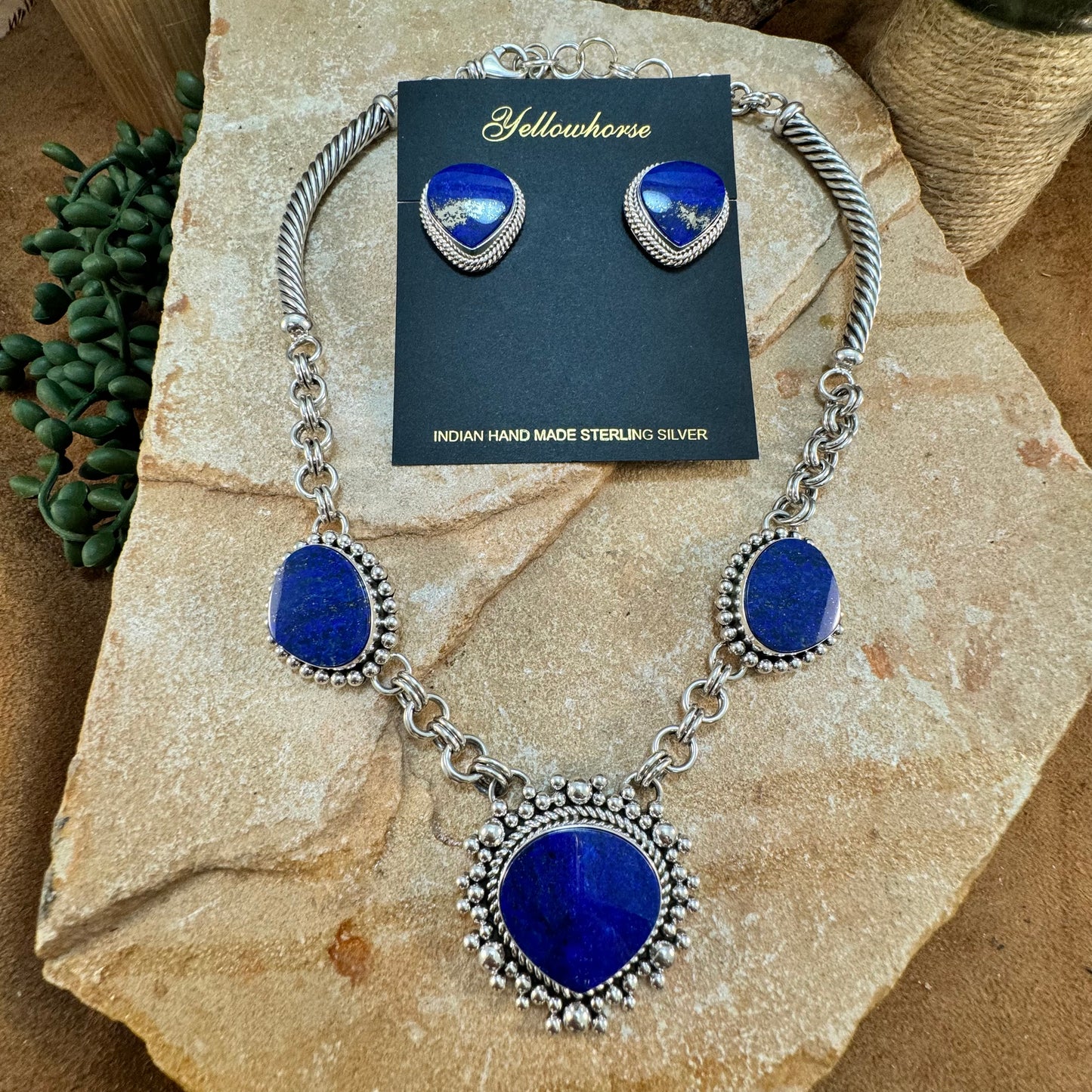 Lapis Sterling Silver Lariat Necklace by Artie Yellowhorse