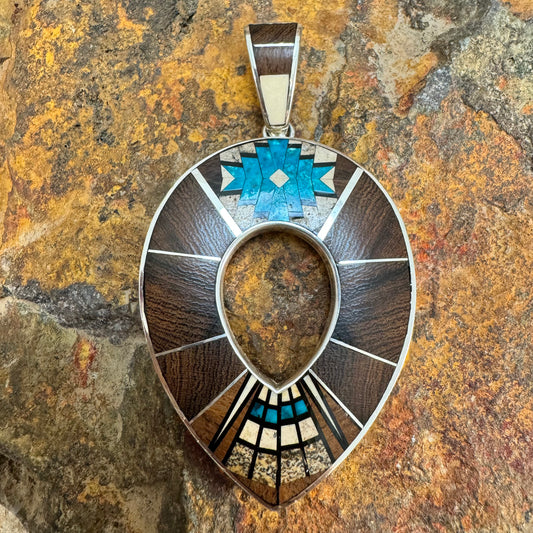 David Rosales Ironwood Inlaid Sterling Silver Pendant