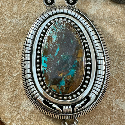 Pilot Mountain Turquoise Sterling Silver Necklace by Jonathan Nez