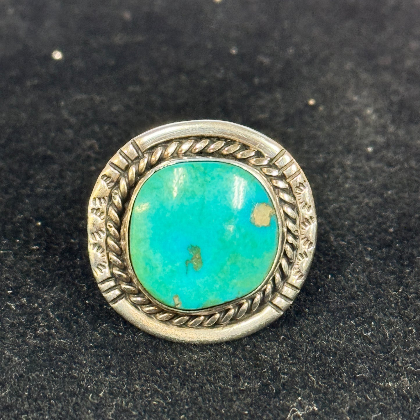 Vintage Turquoise Sterling Silver Ring Size 7.5 - Estate Jewelry