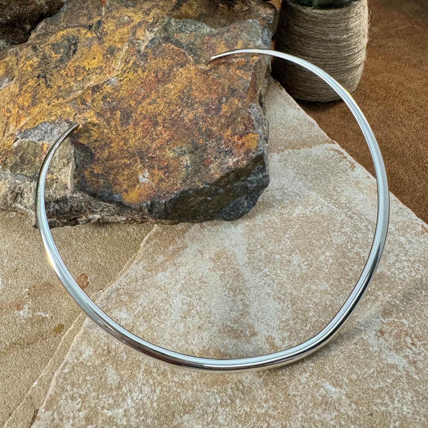 Sterling Silver Collar Smooth Plain Necklace by Artie Yellowhorse