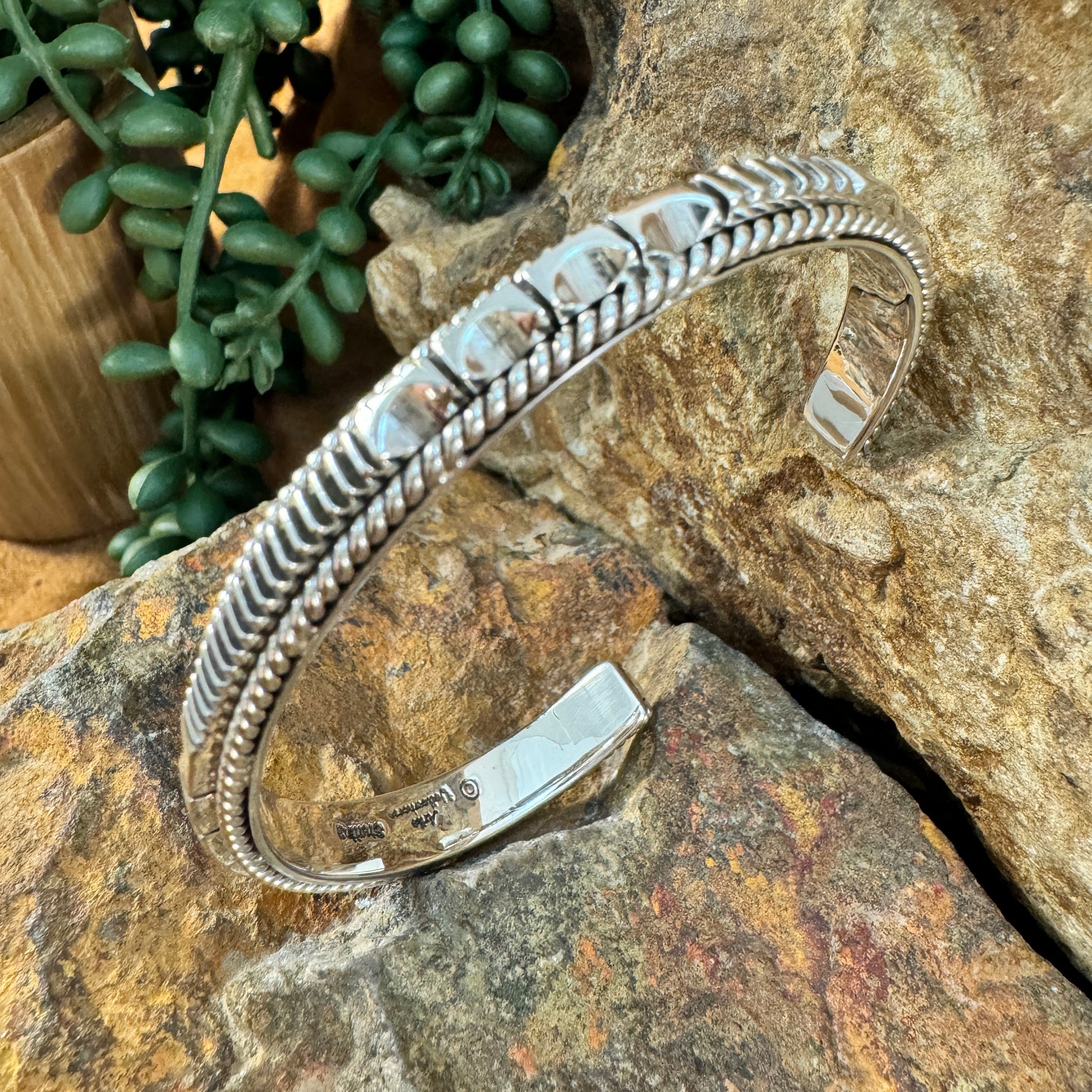 Sterling Silver Saw Work Braided Bracelet Cuff by Artie Yellowhorse