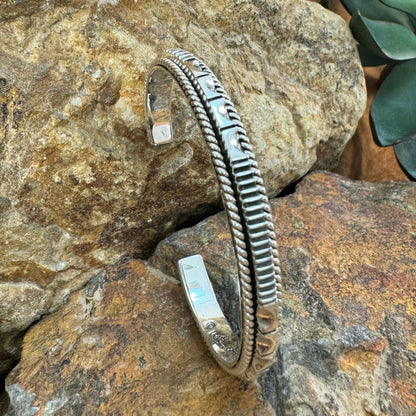 Sterling Silver Saw Work Braided Bracelet Cuff by Artie Yellowhorse