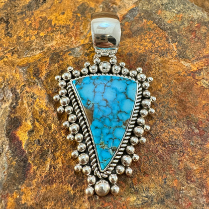 Kingman Turquoise Sterling Silver Dot & Twist Pendant by Artie Yellowhorse