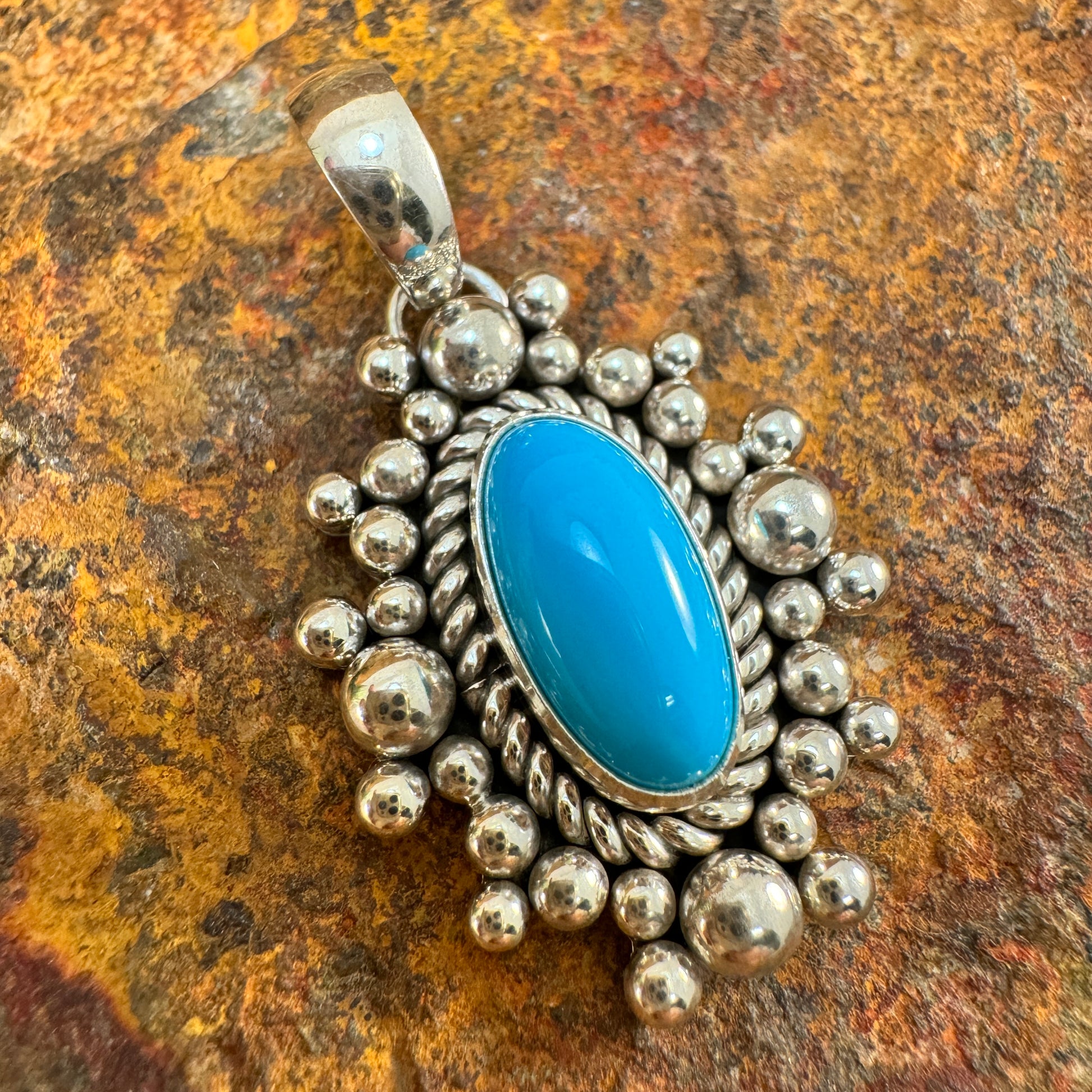 Sleeping Beauty Turquoise Sterling Silver Pendant by Artie Yellowhorse