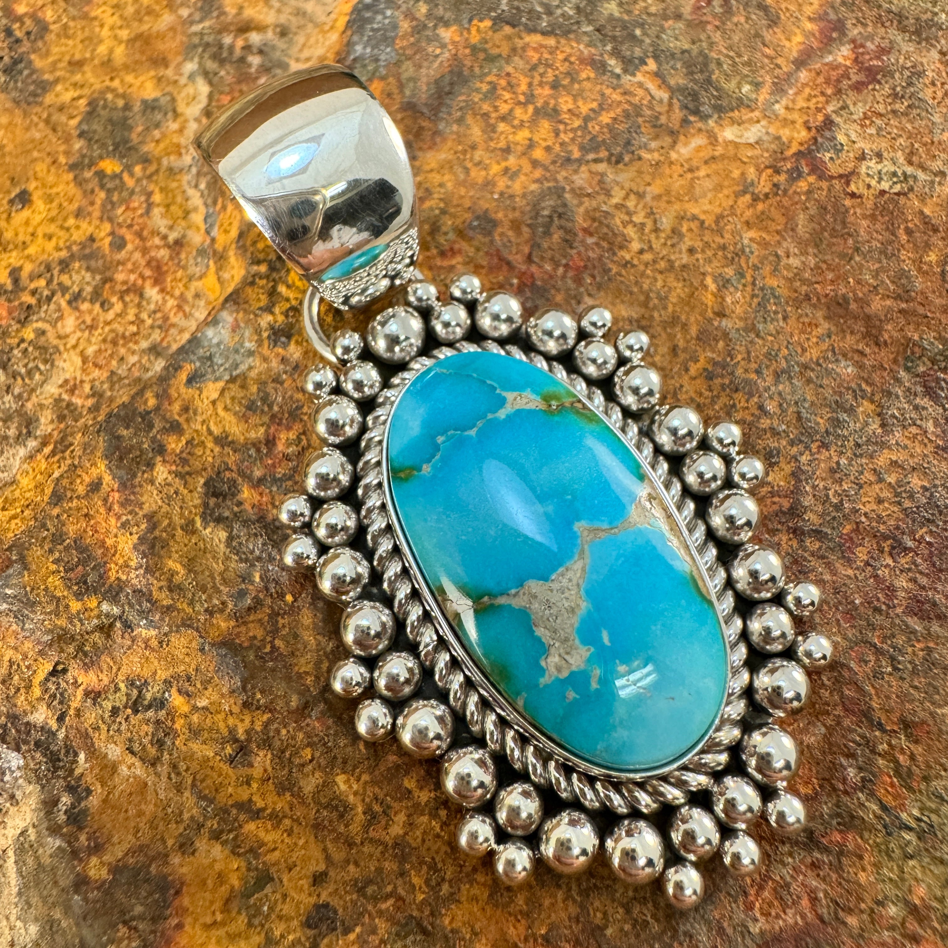 Online Mexican Sterling Silver Pendant with Turquoise