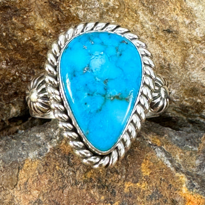 Kingman Turquoise Sterling Silver Ring by Artie Yellowhorse Size 6