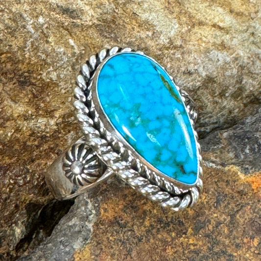 Kingman Turquoise Sterling Silver Ring by Artie Yellowhorse Size 7