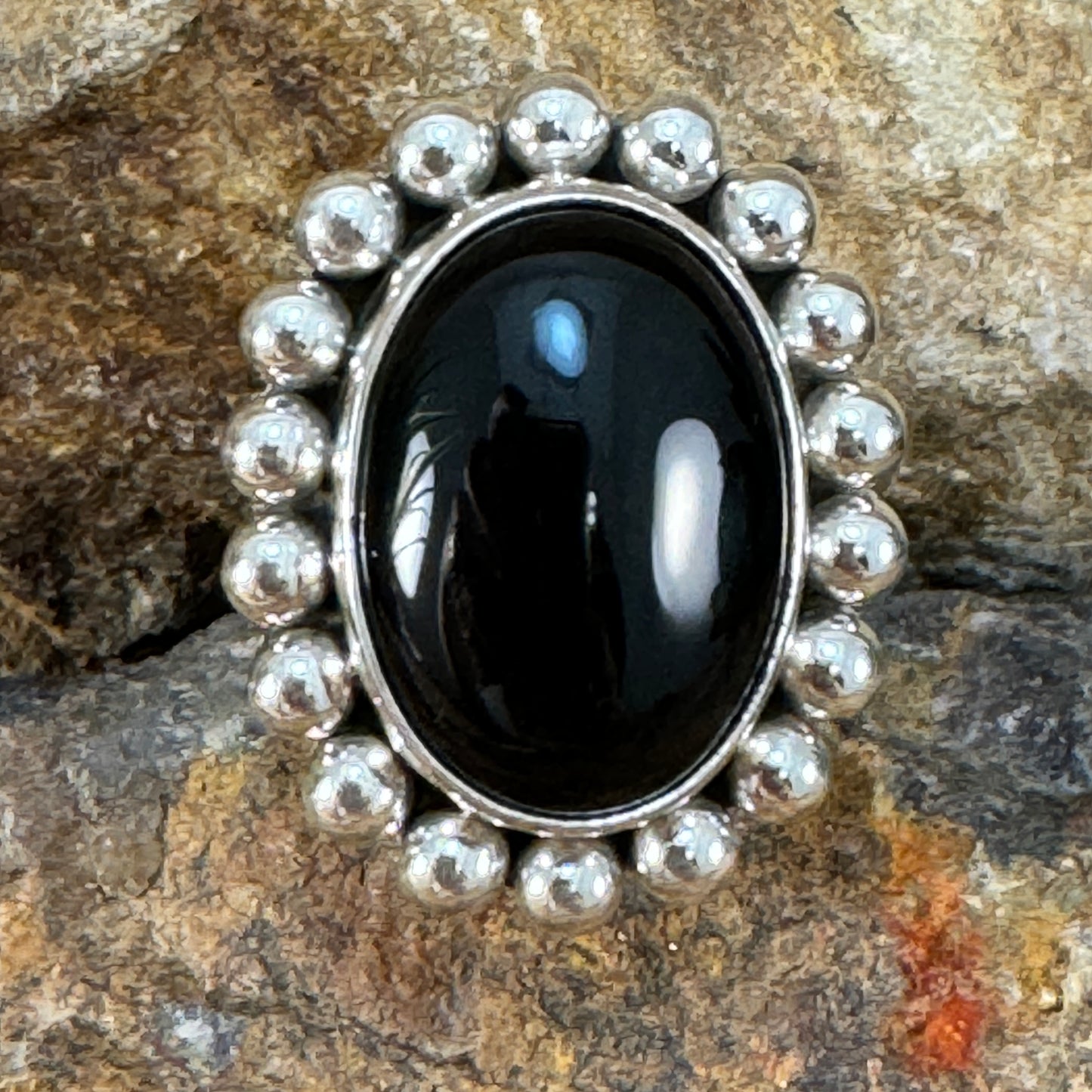 Black Onyx Sterling Silver Ring by Artie Yellowhorse Size 6