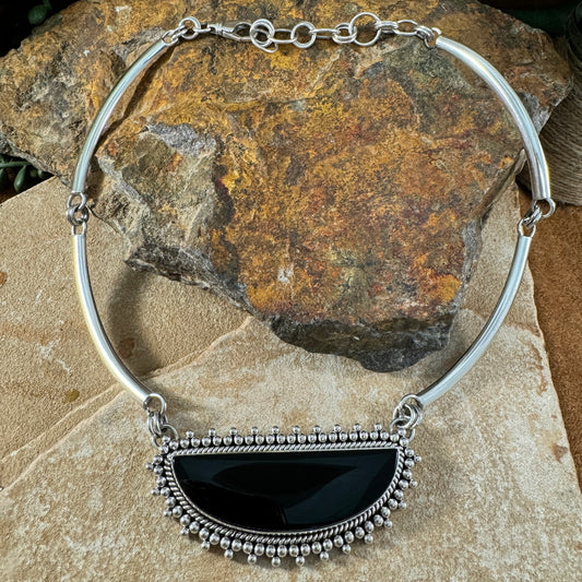 Black Onyx Sterling Silver Necklace by Artie Yellowhorse