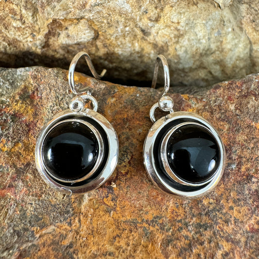 Black Onyx Sterling Silver Earrings by Artie Yellowhorse