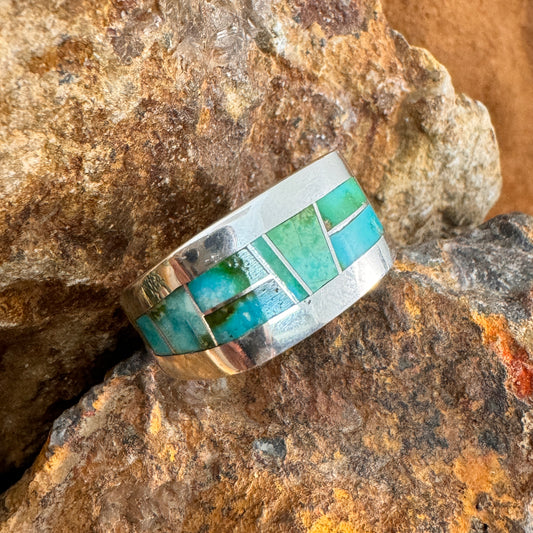 David Rosales Sonoran Gold Inlaid Sterling Silver Ring