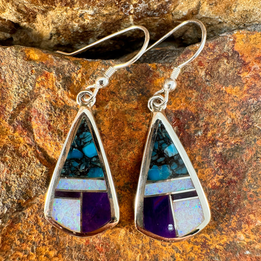 David Rosales Shalako Inlaid Sterling Silver Earrings