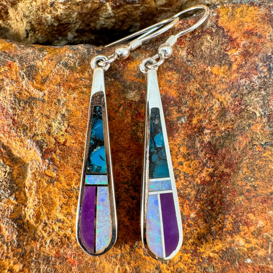 David Rosales Shalako Inlaid Sterling Silver Earrings