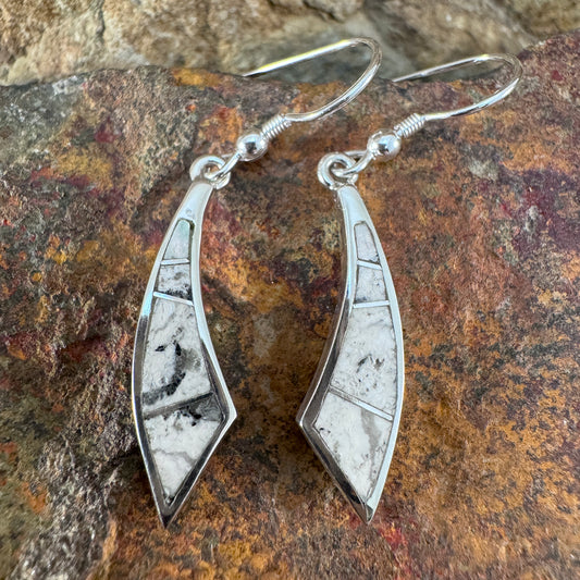 David Rosales White Buffalo Inlaid Sterling Silver Earrings