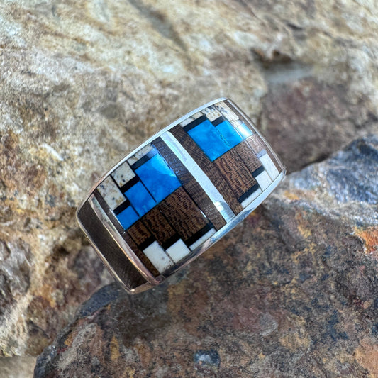 David Rosales Ironwood Inlaid Sterling Silver Ring