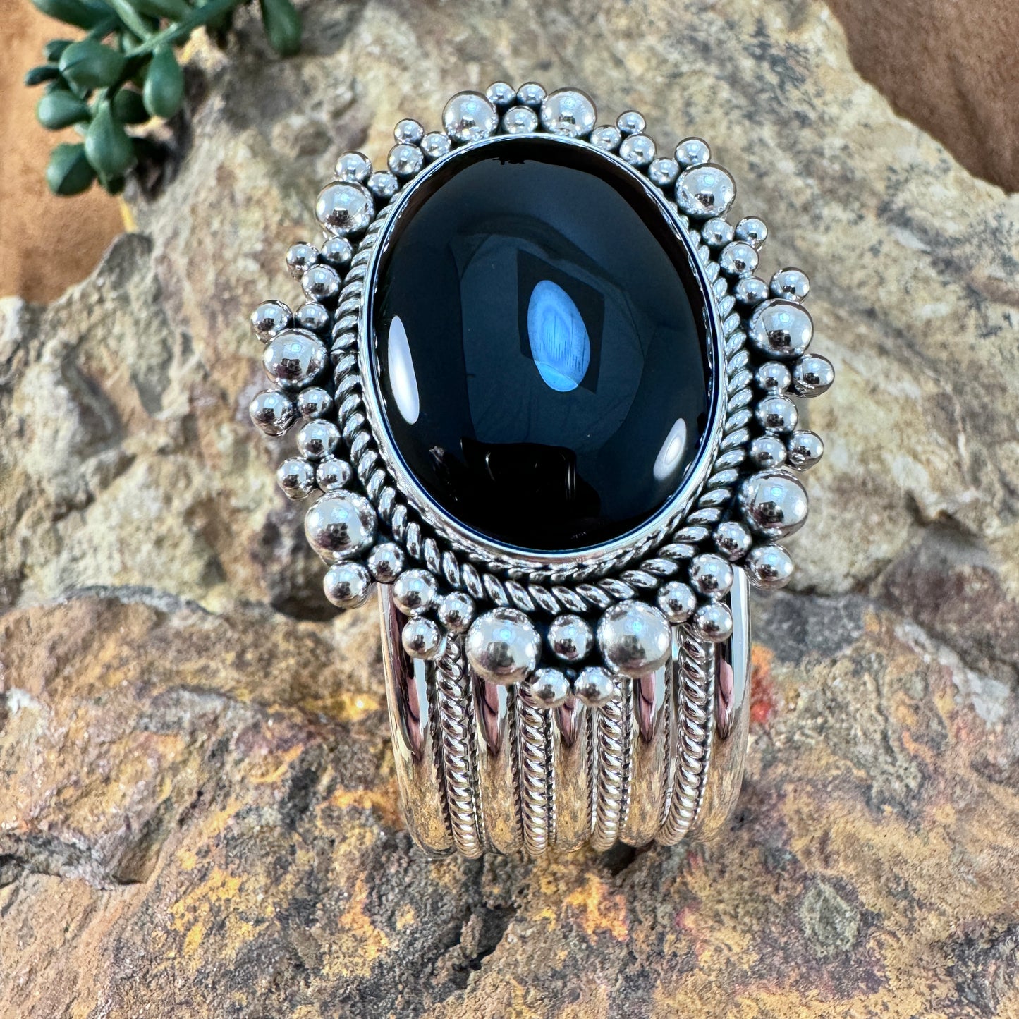 Black Onyx Sterling Silver Cuff Bracelet by Artie Yellowhorse